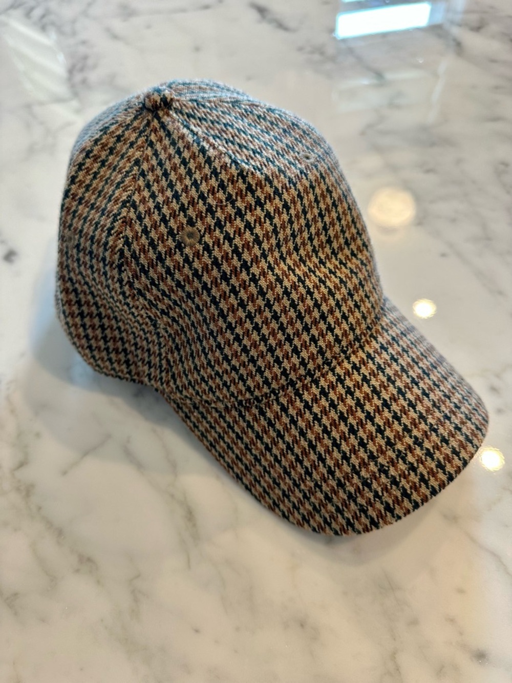Old Navy Houndstooth Baseball Cap in Brown, Black, Cream